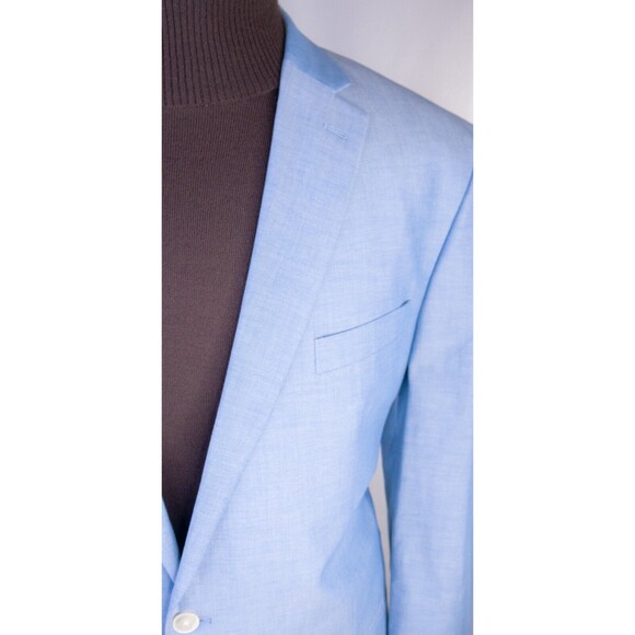 Lauren Ralph Lauren Sport Coat Jacket Blazer Blue Solid Sz 46L Cotton Two Button - Picture 4 of 13